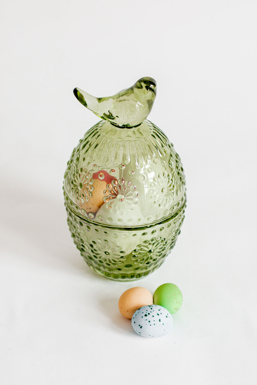 Green Glass Egg Container