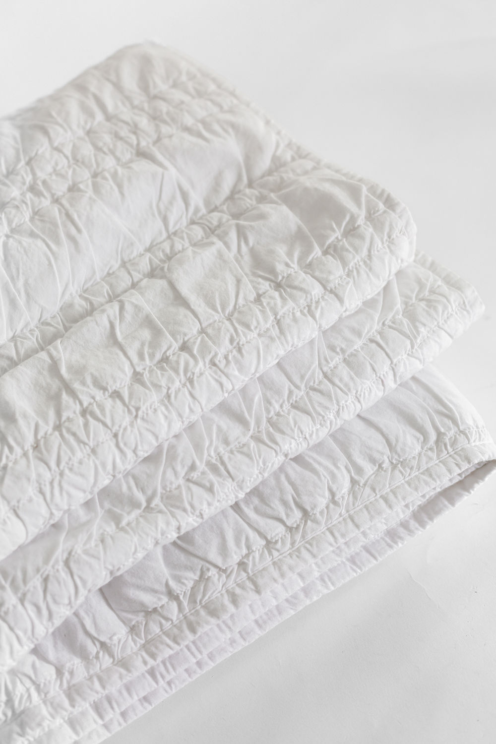 White Ruched Quilted Bed Comforter