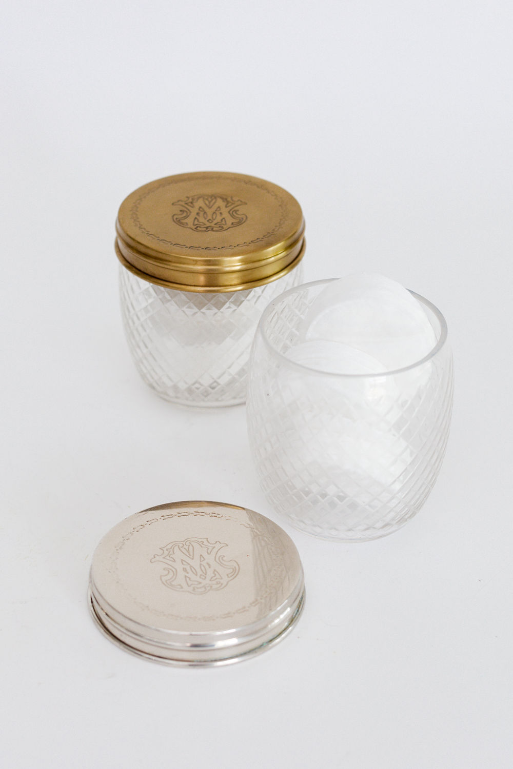 Diamond Cut Container with Monogram Lid