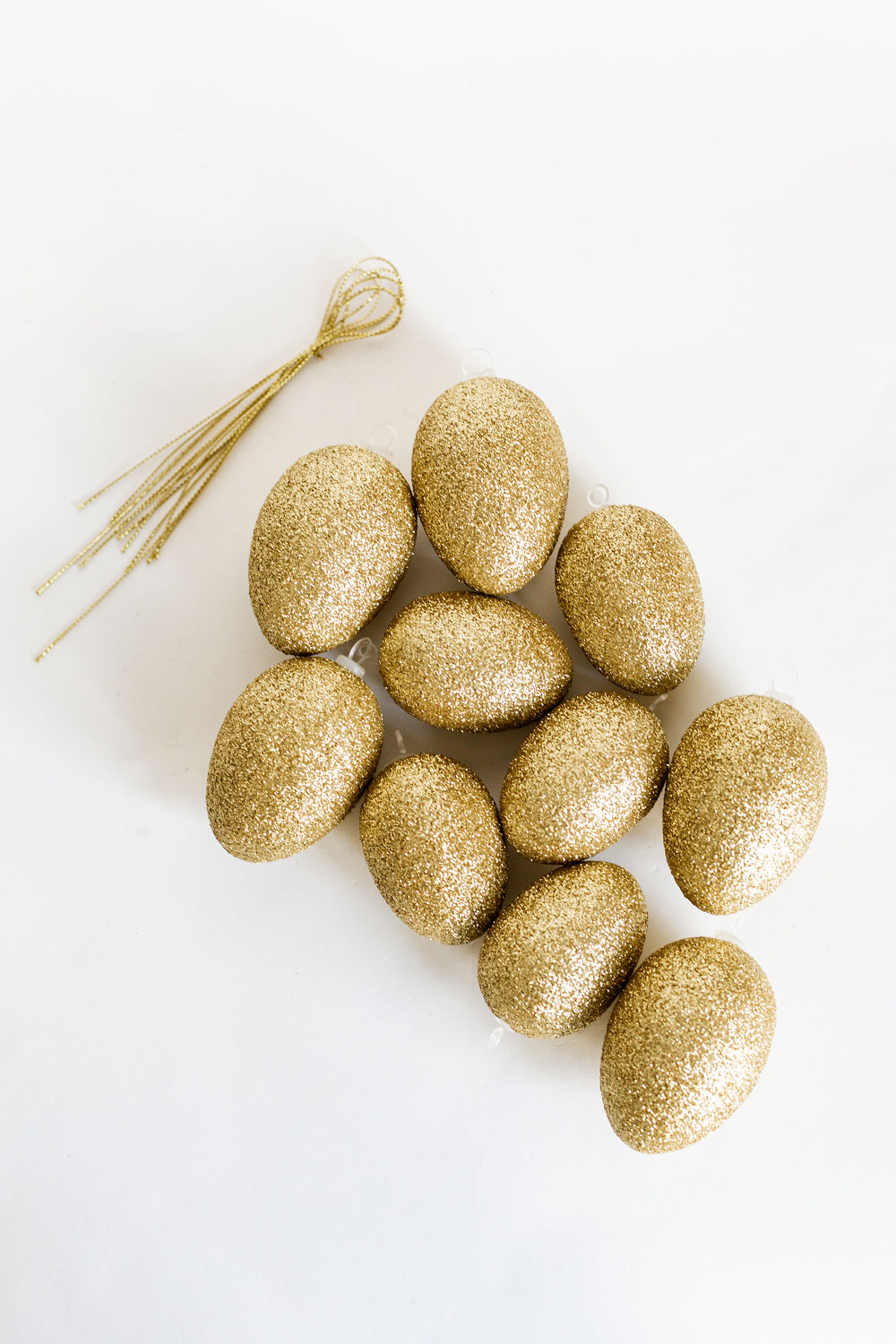Hanging Glitter Gold Eggs. Set of 10 - Image 2