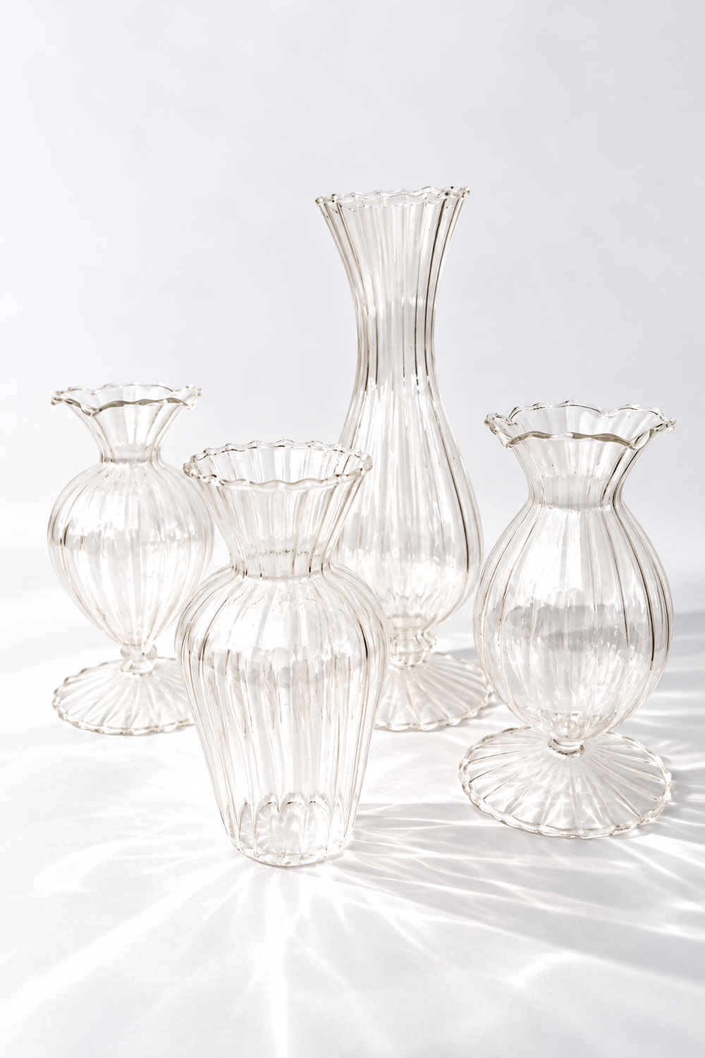 Ribbed Scalloped Glass Vases