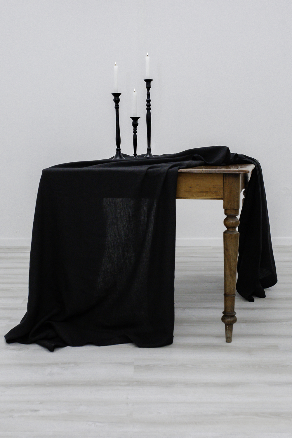 Black Stonewashed Linen <br> Tablecloth